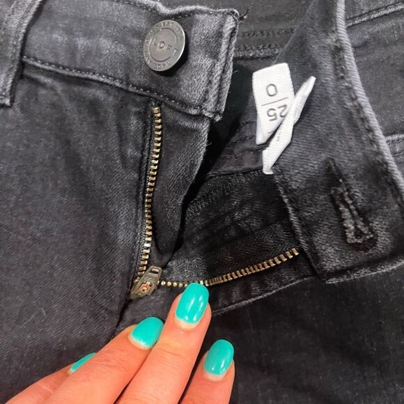 LOFT Womens Straight Jeans Mid Rise Denim Cotton Blend Stretch Black Size 25 - Picture 3 of 13